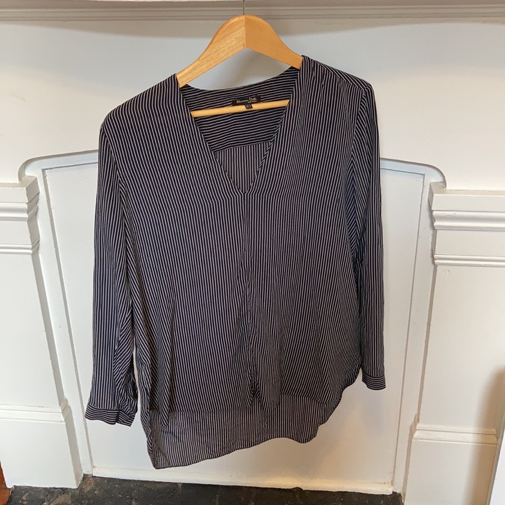 Massimo Dutti long sleeved pinstriped blouse